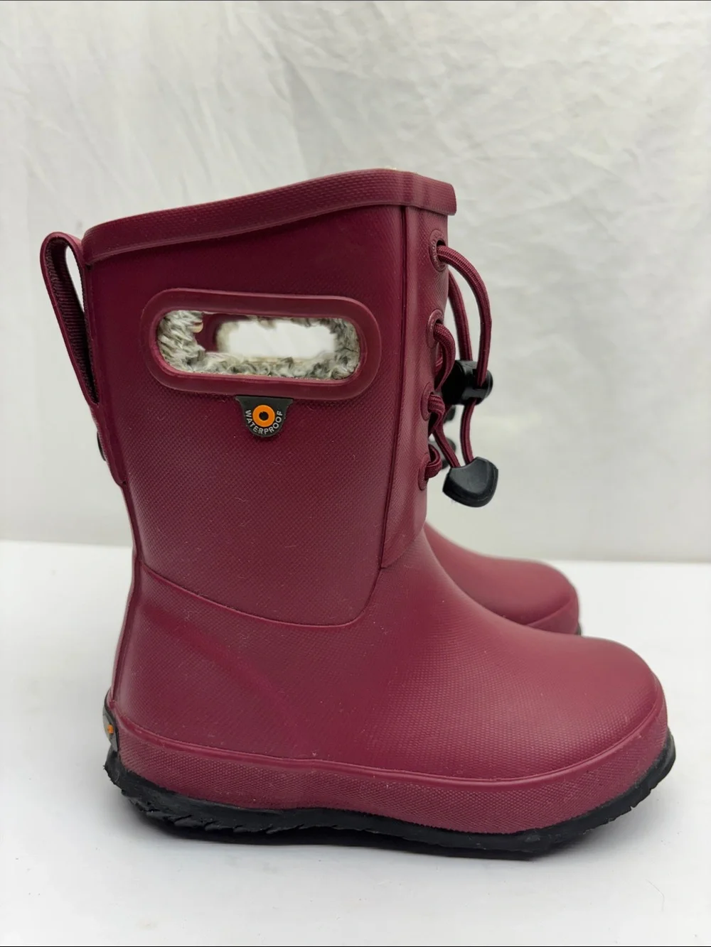 Bogs Amanda Kids Burgundy Waterproof Rain Boots, SZ 11 toddler girl, 2(BA)